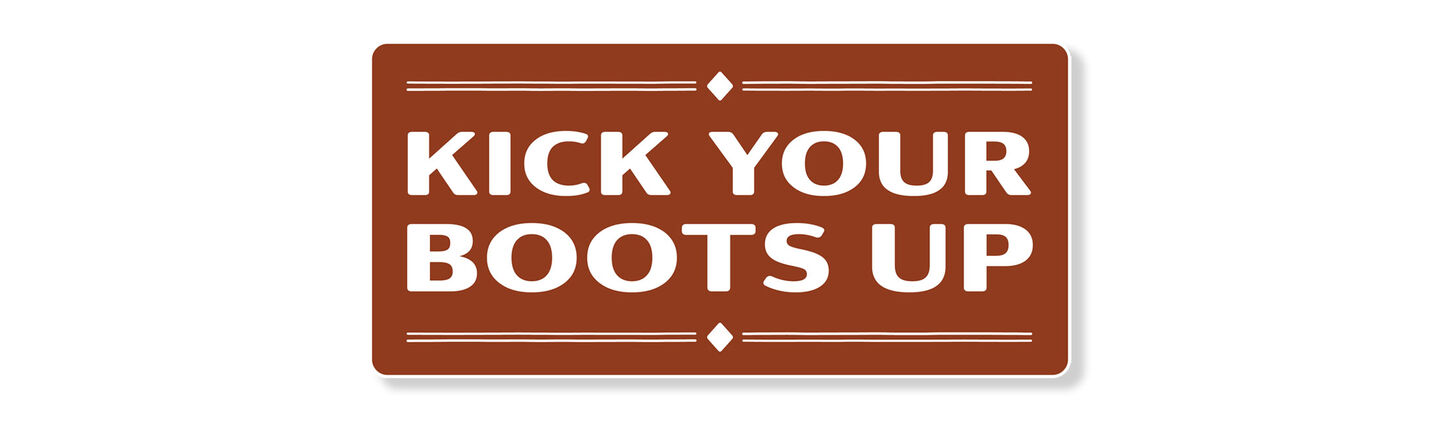 Logo of the 'Kick Your Boots Up' podcast. 